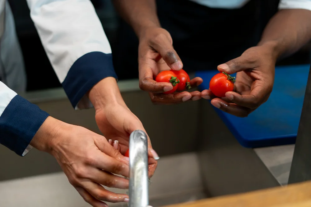 Vale-alimentação: mãos preparando alimentos